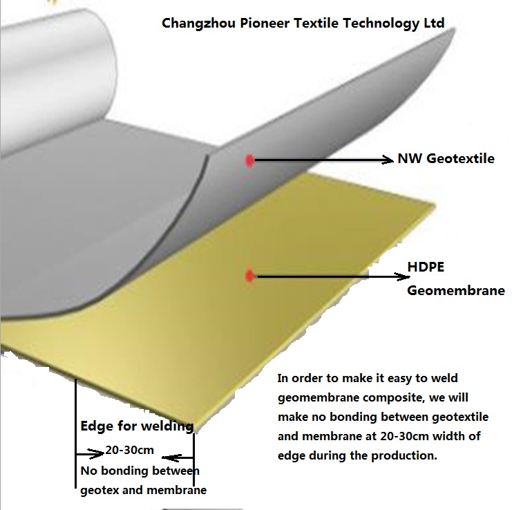 Composite geomembrane edge treatment for welding