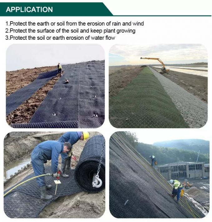 Geogrid Reinforced 3D 5mm Thick PP Erosion Control Blanket For Slope Protection 2