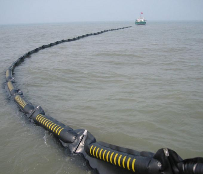 Inflatable Rubber boom Oil Spill Containment Floating Silt Curtain 0