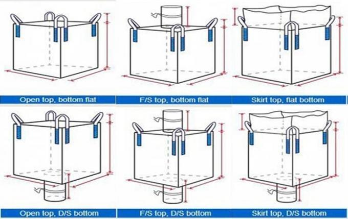 200gsm PP Woven PP Jumbo Bags 1500KGS With Skirt Top for Sand/Bean packaging 1