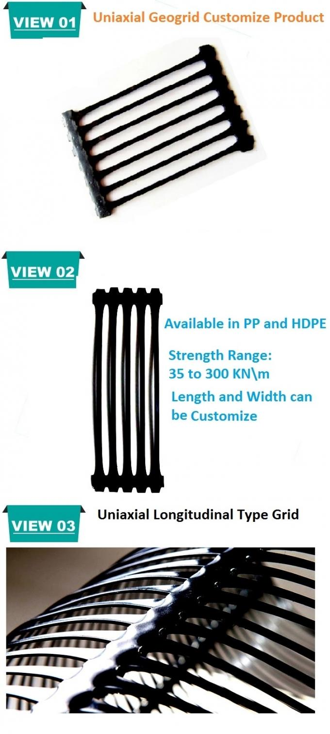 HDPE Uniaxial Geogrid For Retaining Wall and Slope reinforcement from 60KN/M to 300KN/M 0