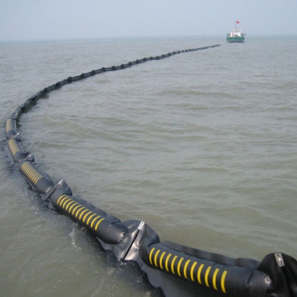 Inflatable Rubber boom Oil Spill Containment Floating Silt Curtain